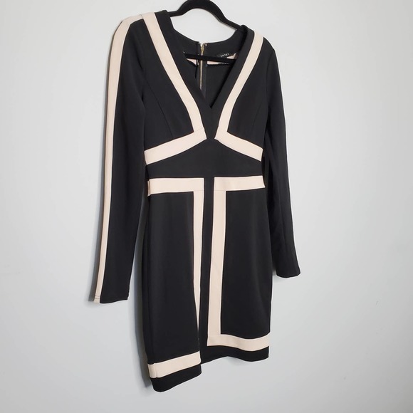 ENTRY • Babe Society Black Nude Patience Two Toned Mini Dress Sz L - Picture 3 of 8